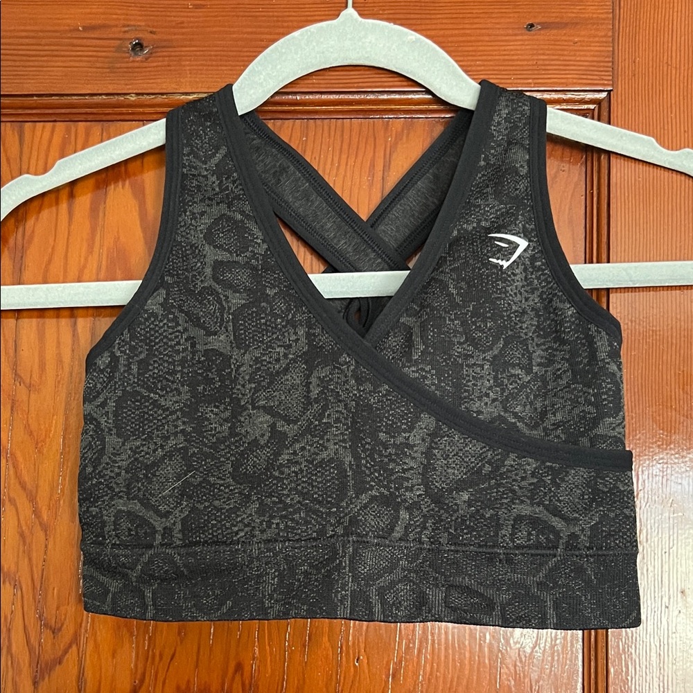Gymshark Black Patterned Sports Bra
